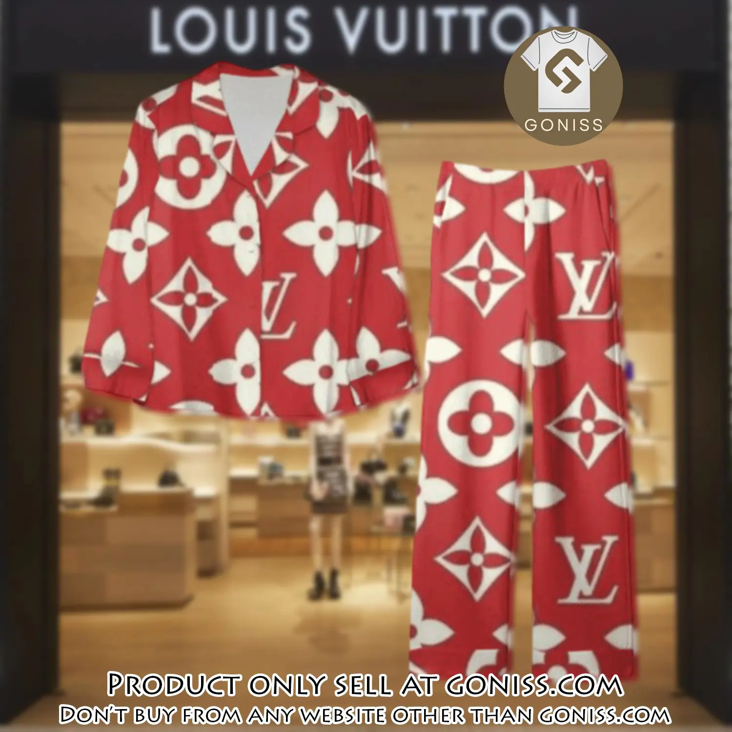 Trending luxury lv satin pajama set pjs1037 gn1205420